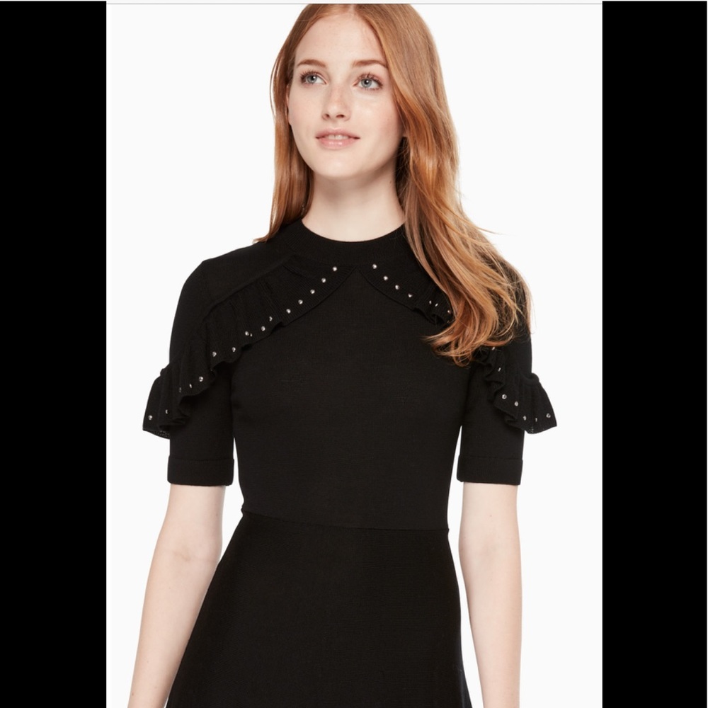 NWT Kate Spade Ruffle Studded Sweater Dress Large